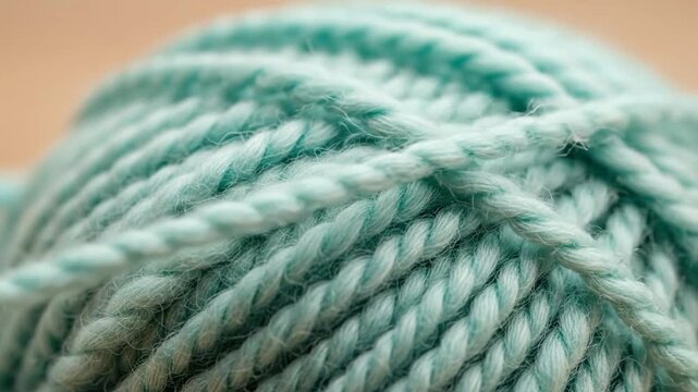 Close-up of mint green yarn ball showing detailed twists and soft texture for craft and knitting enthusiasts