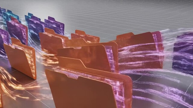 Colorful folders in digital grid