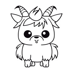 Fototapeta premium Coloring book for children Yak Black and white vector illustration.