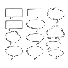 Collection of various speech bubbles and thought clouds