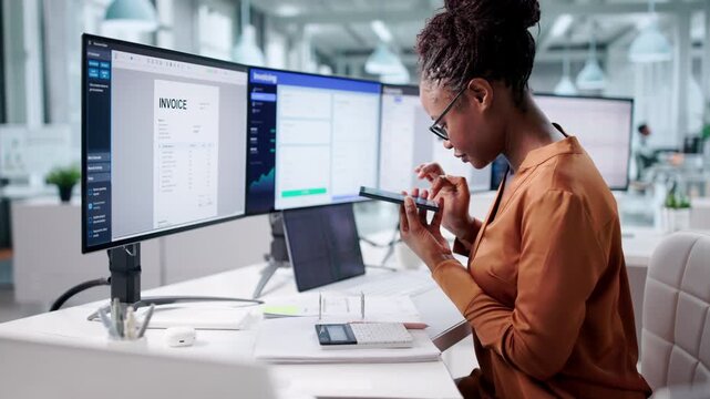 African Lady Using Optical Character Recognition