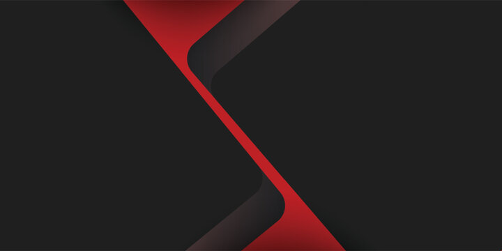 Red triangle geometric vector background overlap layer with silver line on black space for text and background design