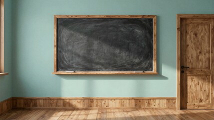 empty blackboard on wooden wall