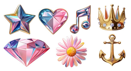 Obraz premium different blingy crystal sticker designs, diamond and gemstone stickers