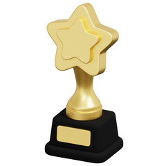 3D Golden Isometric Star Classic Trophy Award