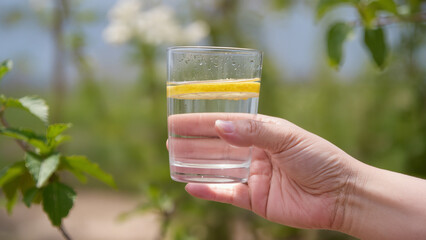 glass of water with lemon 