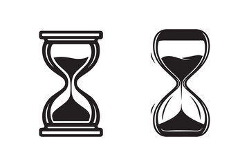 Hourglass timer silhouette with white background