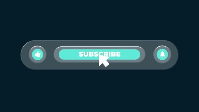 Pop up youtube subscribe like bell icon button clicked animation motion graphic clip template 4k