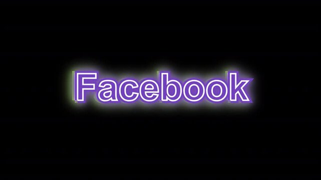 A neon facebook logo on a overlay transparent background