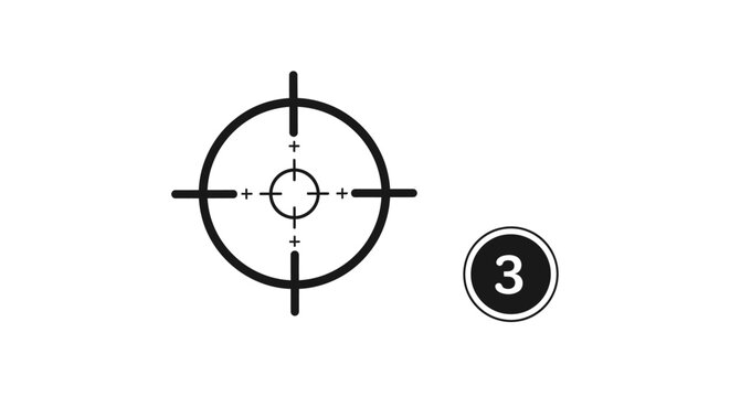 Target symbol with number three displayed alongside a simple graphic illustration