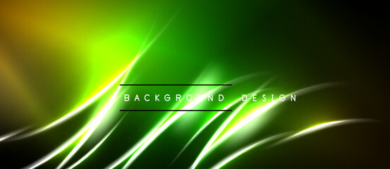 Naklejka premium Abstract green background features flowing lines, bright highlights. Dynamic design evokes energy, movement, modern aesthetic.