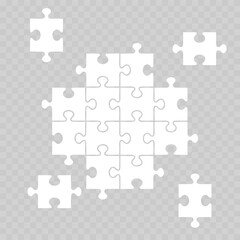 Naklejka premium Realistic White Jigsaw Puzzle Template. Vector
