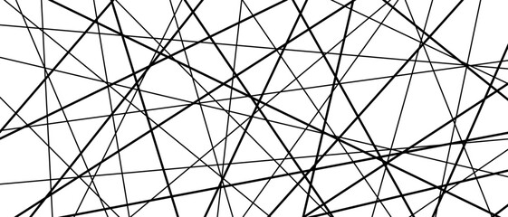 Straight random chaotic geometric lines form striking abstract vector pattern with irregular angles chaotic arrangement create bold monochrome texture creative contemporary illustration background. © Konstantin