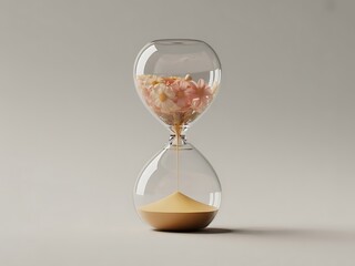 Hourglass Filled With Flowers Symbolizing Time And Beauty