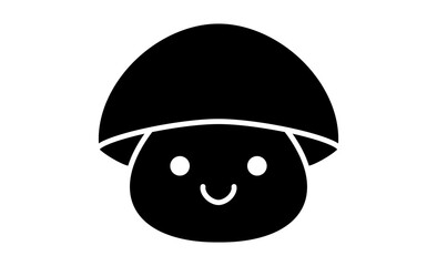 シンプルなラインで描かれた、笑顔のきのこのピクトグラム