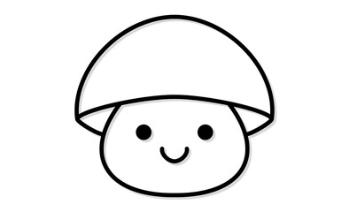 シンプルなラインで描かれた、笑顔のきのこのピクトグラム