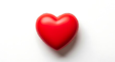 Red Heart Shape on White Background.