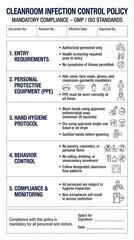 Cleanroom Infection Control Policy with Protocols for Personal Protective Equipment and Hygiene
