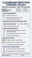 Infection Control Policy for Cleanroom Operations Ensuring Safety and Compliance in Work Environment