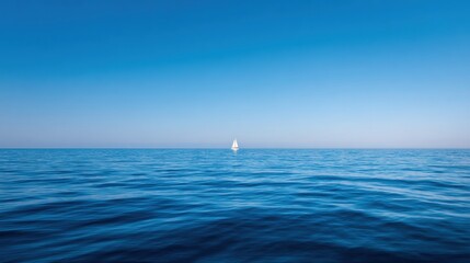 Fototapeta premium Marine view with sailing vessel. Vivid ocean scene showcasing sailing ship and vigorous surf. Dynamic seascape featuring sailing boat amid lively waves and bright sunlight illuminating horizon