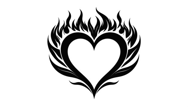 Heart in Flames - A Symbol of Passion and Intensity.