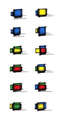 Retro Television Sets with Colorful Screens.