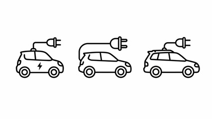Naklejka premium Electric cars charging at a station, illustrated from a side view, showcasing different stages of the charging process