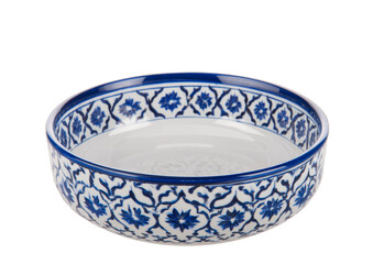 Blue and White Floral Ceramic Bowl