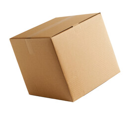 cardboard box on white background, delivery package.