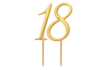 Obraz premium Golden eighteen number cake topper for anniversary celebration