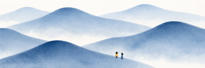 Ink blue gradient mountains