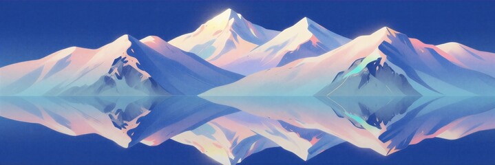 Snow mountain lake reflection