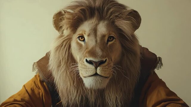 a lion in a robe. Selective focus
