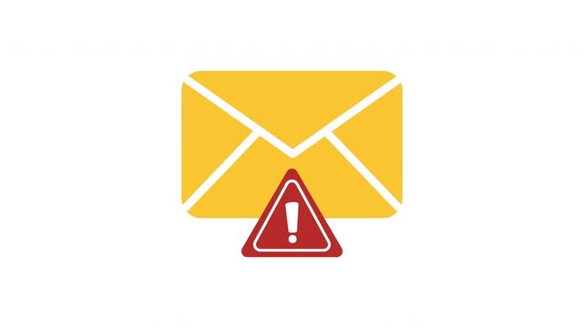 phishing scam, cyber threat, email fraud, and online security. Warning spam email alert on Motion graphics of sign concept. cybersecurity risks