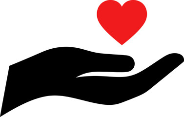 Hand Holding Heart Vector, Hand Holding Red Heart Love and Charity Symbol Vector Illustration Isolated on White Background