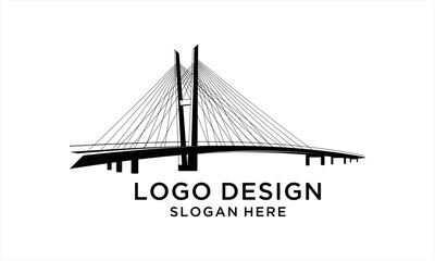 Obraz premium Modern Cable-Stayed Bridge Logo Design with Slogan Placeholder.