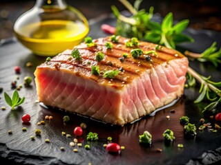  tuna steak with olive oil drizzle