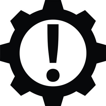 System error warning icon with gear and exclamation mark.