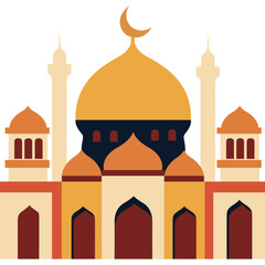 Islamic Mosque Flat Illustration