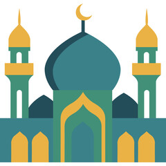 Islamic Mosque Flat Illustration