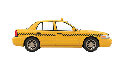 Yellow Taxi Cab with Checkerboard Pattern