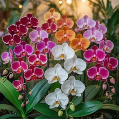 Beautiful orchid flowers in different colors