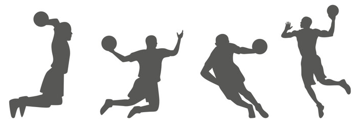 Basketball player silhouettes set in action poses © Imran