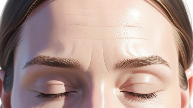 Close up of a face showing wrinkles and expression of concern