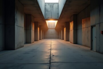 Fototapeta premium Modern Concrete Architecture with Dramatic Sunlight Illumination.