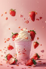 딸기 쉐이크 광고 이미지