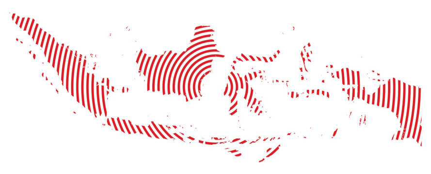 Red Circle Lines Indonesia Map Asian Country