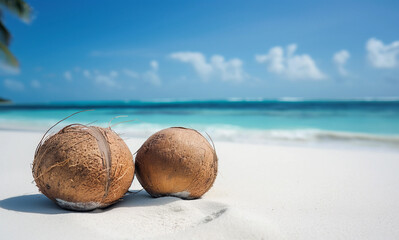 코코넛과 바다 사진