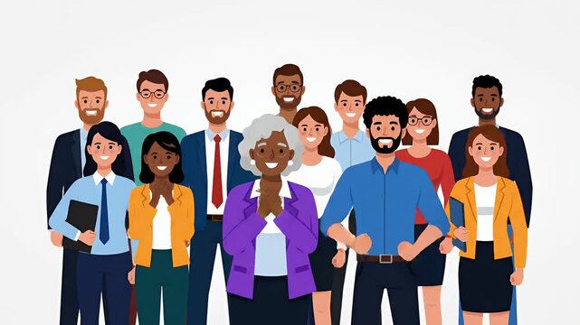 Diverse Team Smiling Together In Studio With White Background