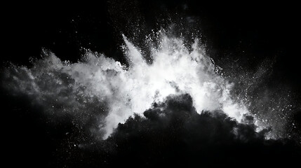 White Powder Explosion Against Black Background dust